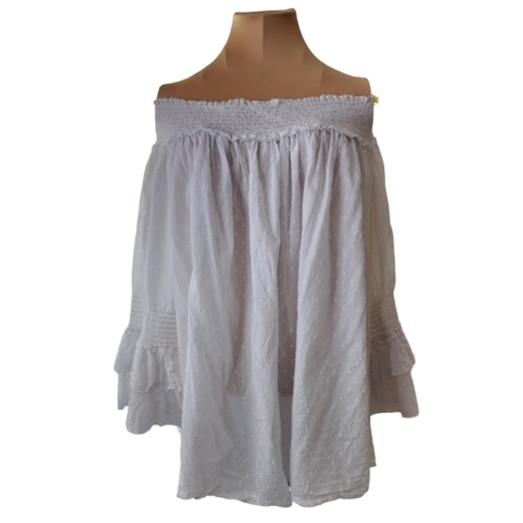 Kaktus Off The Shoulder White Boho Blouse‎ Women's 2X - Picture 1 of 8